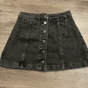 TopShop black moto denim miniskirt